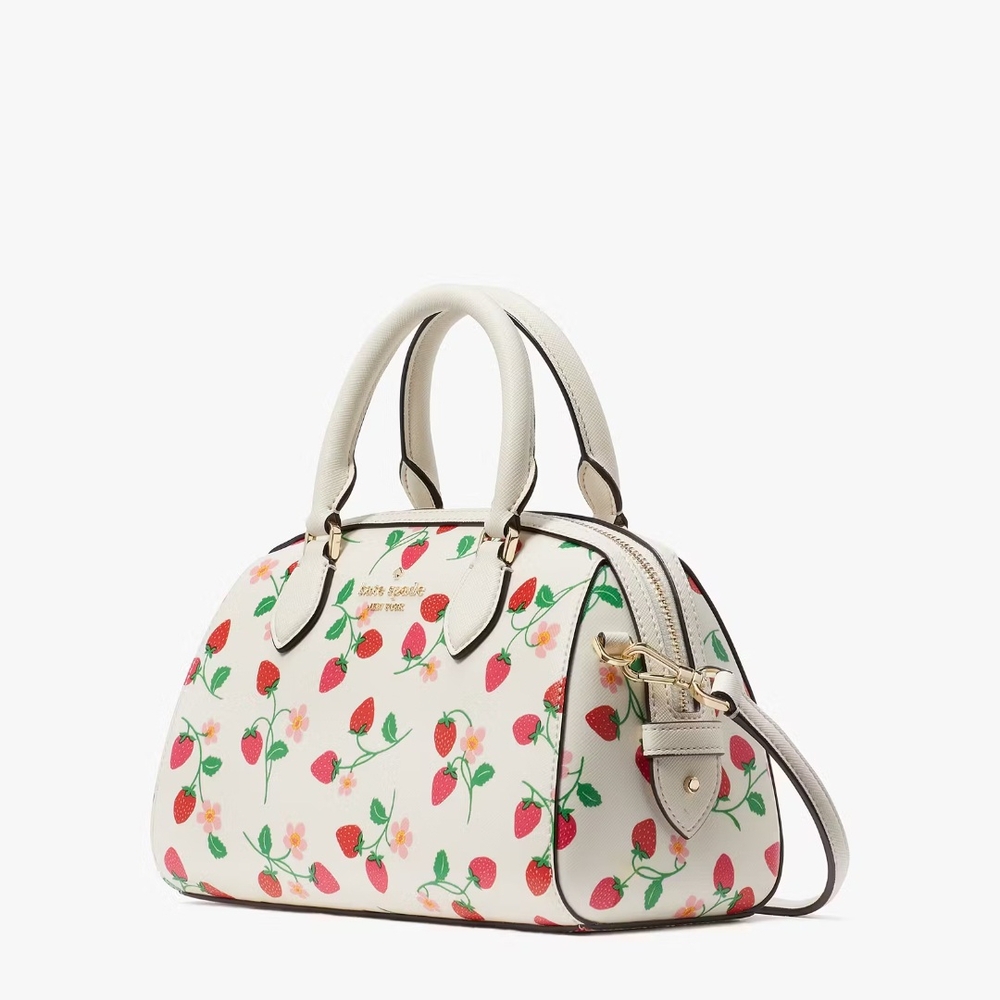 Kate Spade White Strawberry Print Satchel
